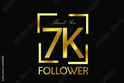7K, 7000 Follower Thank you Luxury Black Gold Cubicle style for internet, website, social media - Vector