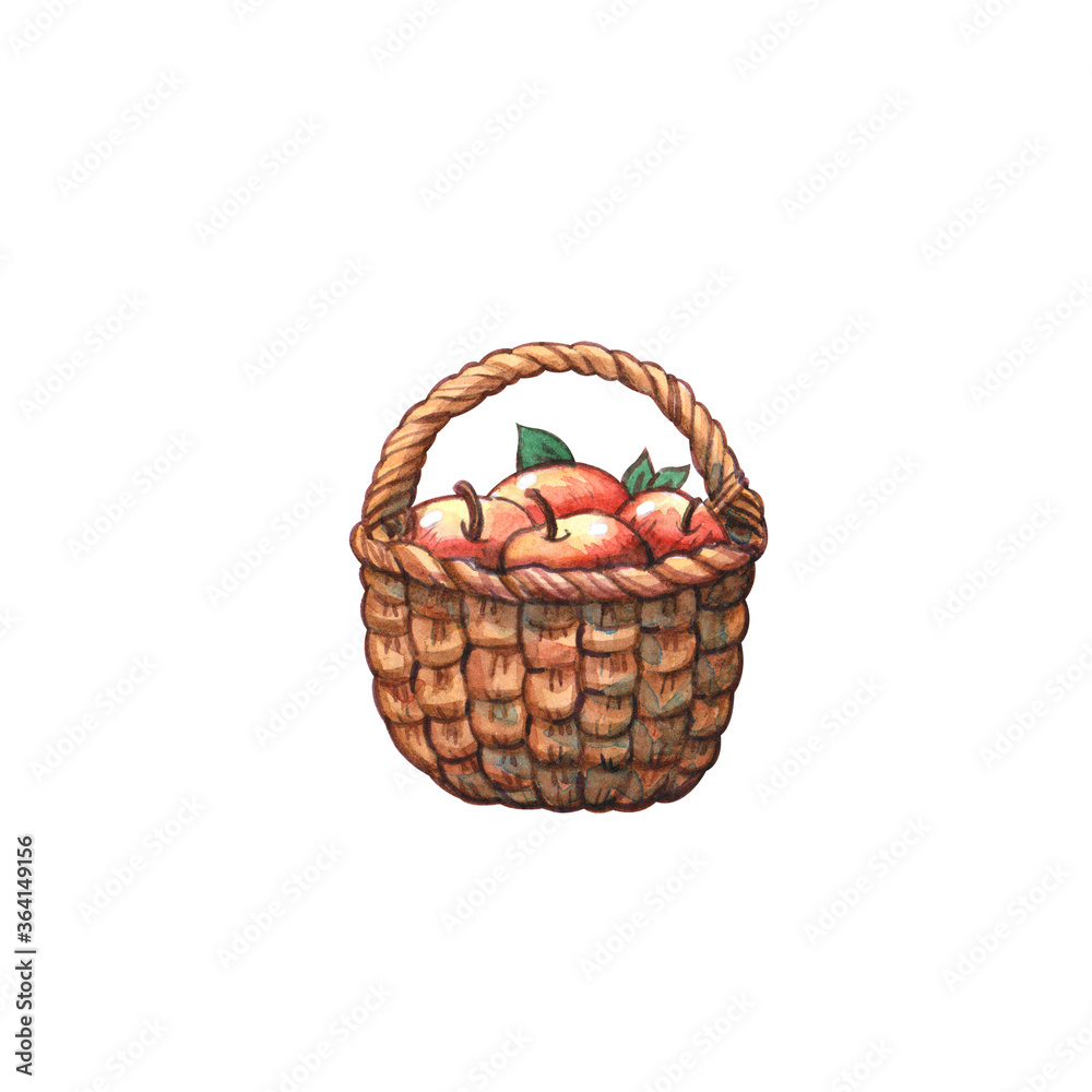 ripe autumn apple harvest in wicker basket ripe autumn apple harvest in wicker basket