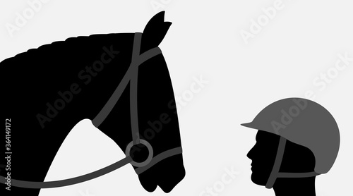 Vector silhouettes of jockey and horse