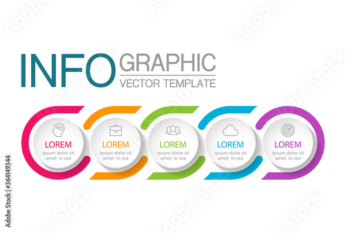 Vector infographic template with 5 steps or options. Data presentation, business concept design for web, brochure, diagram.