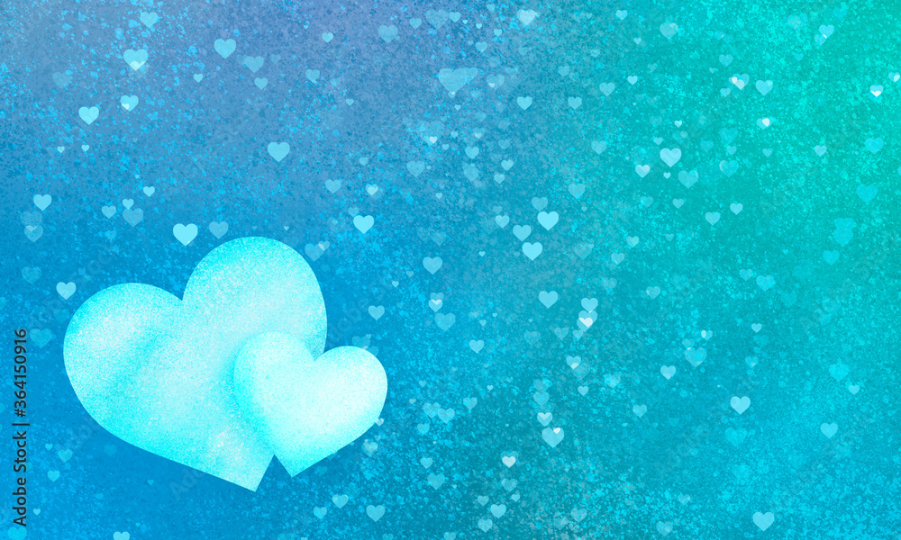 Gentle romantic shiny blue background with shiny hearts and two hearts in the foreground. Love card Gentle romantic shiny blue background with shiny hearts and two hearts in the foreground. Love card