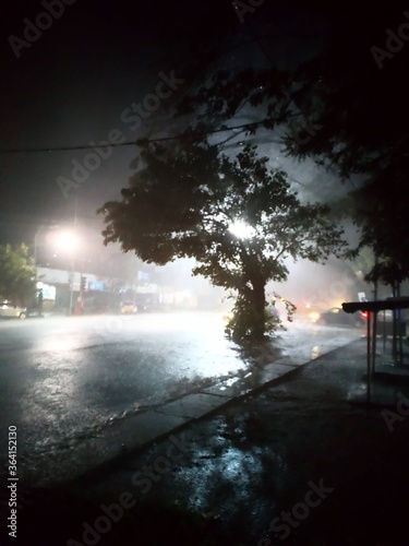 Heavy rain fall in the city,Palakunnu Kerala India .