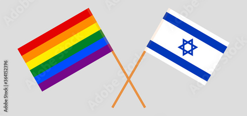 Crossed flags of LGBT and Israel