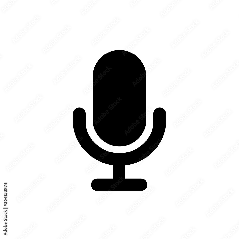 Black microphone icon on a white background. Vector illustration Black microphone icon on a white background. Vector illustration