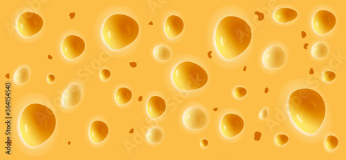 Yellow cheese with holes texture vector illustration. Food background