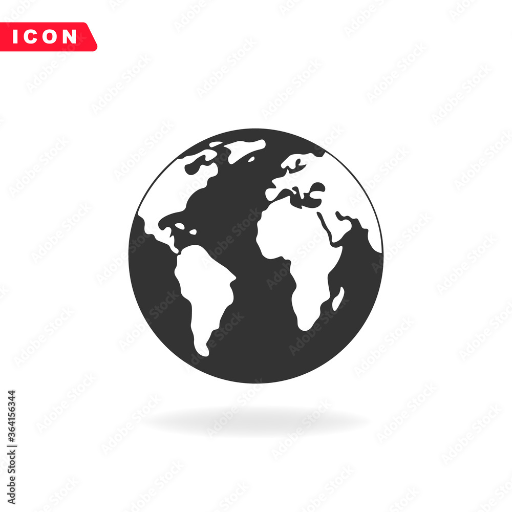 World icon. Flat simple earth design. Isolated vector illustration.