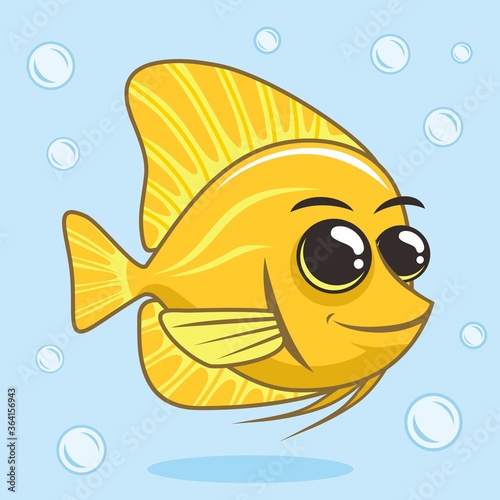 Yellow Tang Cartoon Cute Fish Illustration