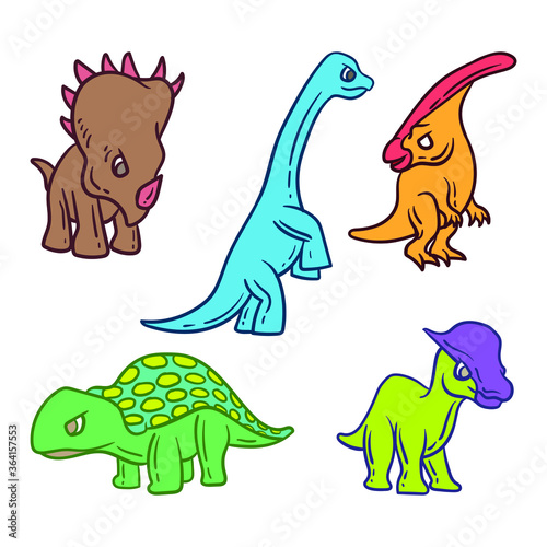 cartoon  illustration  set  angry  dinosaur  animal  monster  character  vector  art  isolated  graphic  white  reptile  drawing  tyrannosaurus  wild  dino  design  predator  background  doodle 