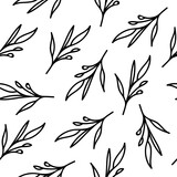 Seamless pattern with simple shaped twigs.