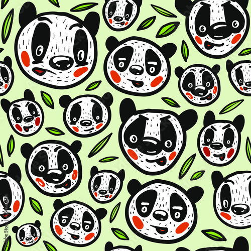 Fototapeta Naklejka Na Ścianę i Meble -  Pattern panda. Seamless repeat pattern design for fabric, posters, flyers, cards, stickers, and professional design.