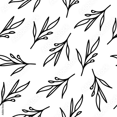Seamless pattern with simple shaped twigs.