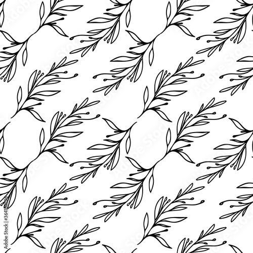 Seamless pattern with simple shaped twigs.