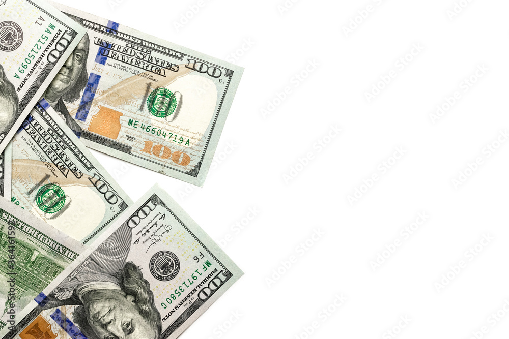 Us dollar bill. Washington American cash. Falling usd money isolated on white background. Us dollar bill. Washington American cash. Falling usd money isolated on white background.