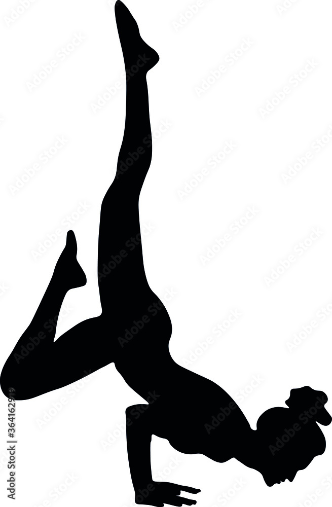 Fototapeta premium women to be trains fitnes sport aerobics, does yoga Pilates. Silhouette