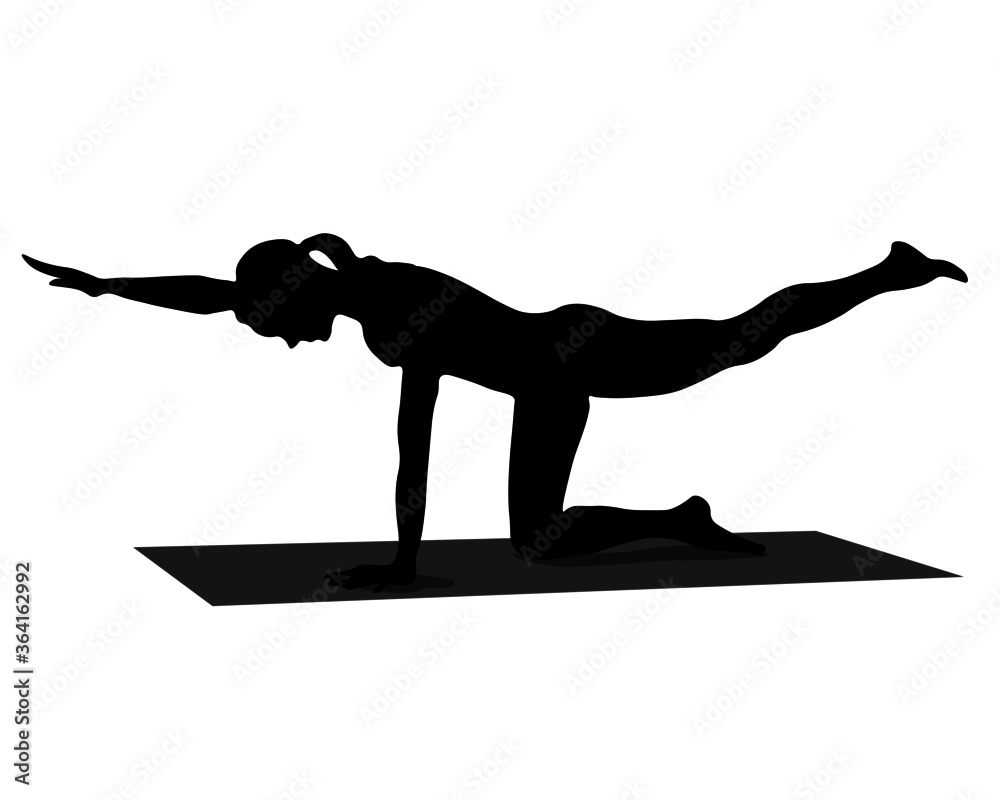 Obraz premium women to be trains fitnes sport aerobics, does yoga Pilates. Silhouette