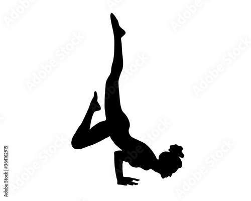 women to be trains fitnes sport aerobics, does yoga Pilates. Silhouette