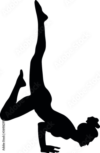 women to be trains fitnes sport aerobics, does yoga Pilates. Silhouette