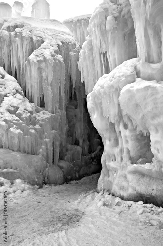 An ice castle in the middle of winter photo