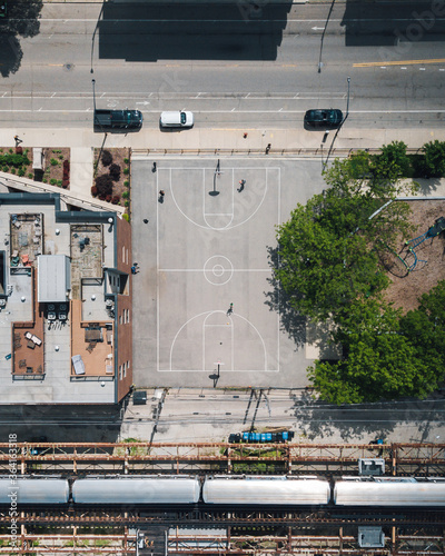 Aerial basketball court 