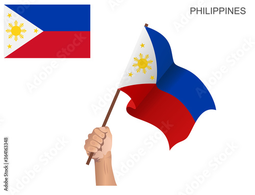 Flag of the Philippines Country flown with a stick held by hand to inflame the spirit of statehood