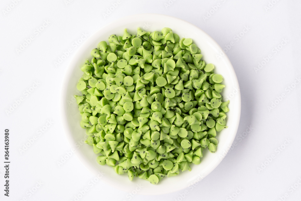 Mint Chocolate Chips in a Bowl Mint Chocolate Chips in a Bowl