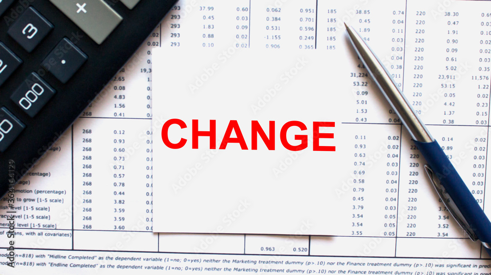Work smarter text Change on white sheet with pen, calculator and tables Work smarter text Change on white sheet with pen, calculator and tables