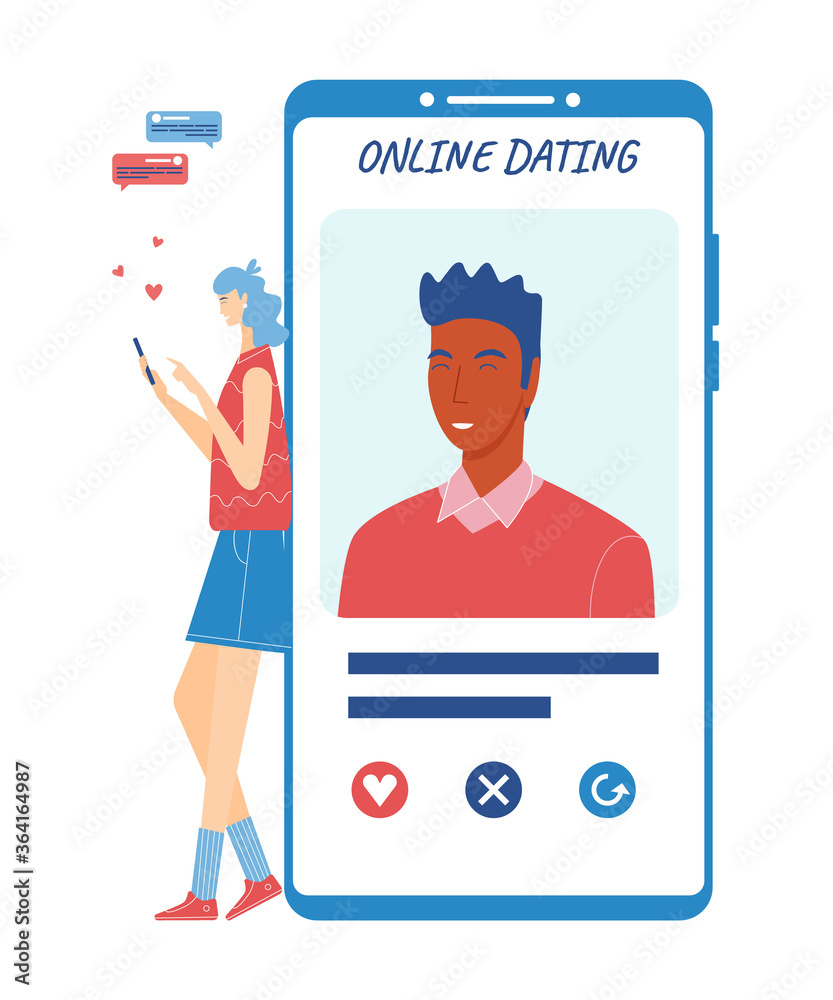 Online date with smartphone application concept. Vector illustration. Online date with smartphone application concept. Vector illustration.