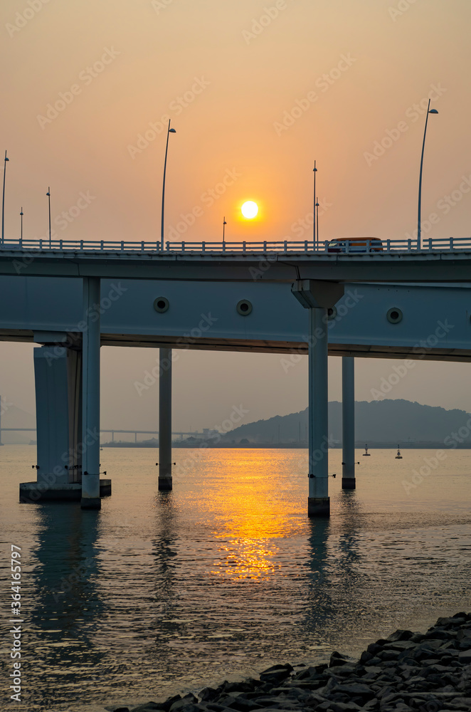 Sunset and the beautiful Sai Van Bridge