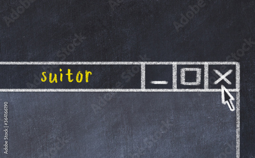 Chalk drawig of browser window with inscription suitor