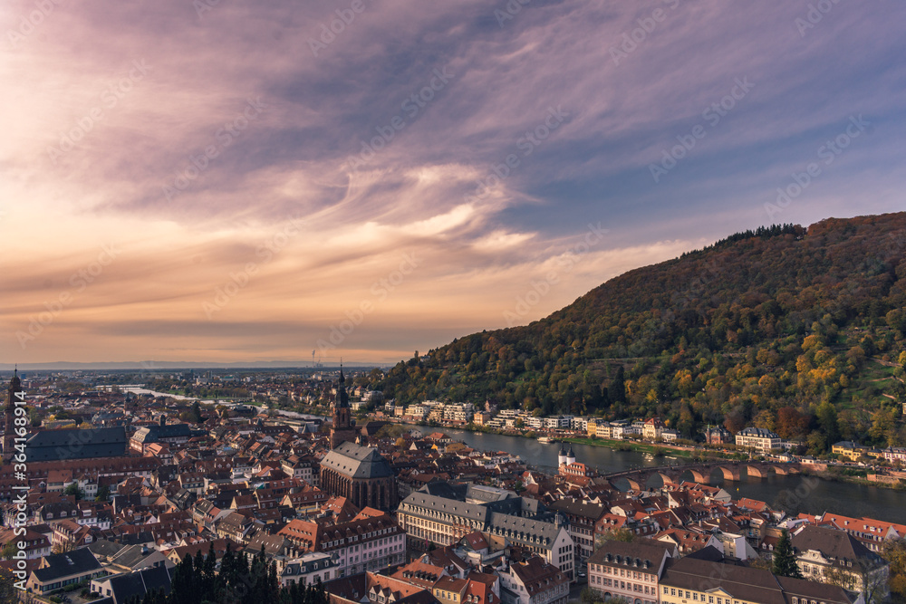 Cityscape of Heidelberg at sunset
