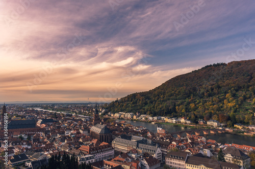 Cityscape of Heidelberg at sunset