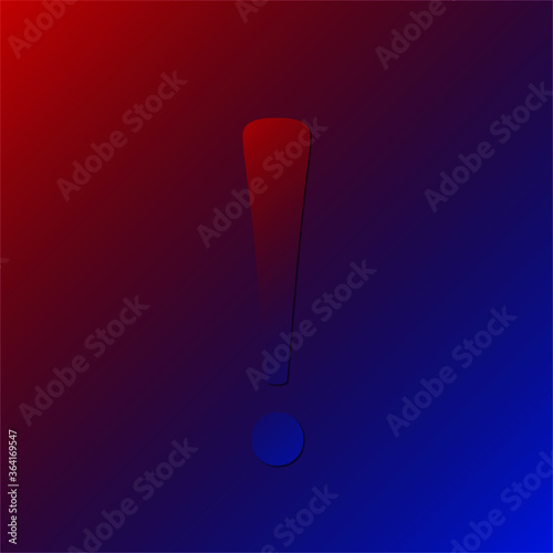 Gradient warning and message concept represented by exclamation mark icon. Isolated and 3d illustration on a gradient background.
