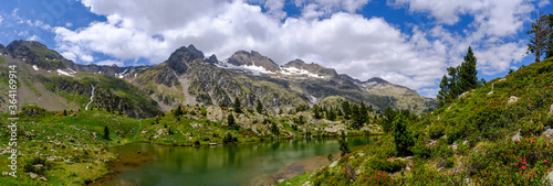 Glacier lake of Ordicuso in Panticosa spanish Pyrenees panorama mountain landscape