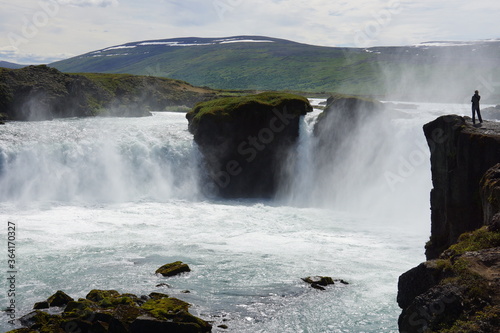 Spectacular Goðafoss waterfall in Iceland. Landscape photo for art decoration and blog story.