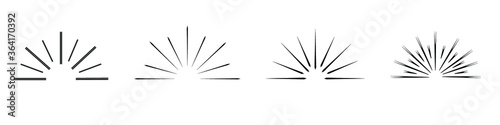 Sunburst set isolatedon white background. Sunburst in black and white color. Sunburst in monochrome flat style - stock vector.