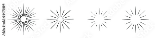 Sunburst set isolatedon white background. Sunburst in black and white color. Sunburst in monochrome flat style - stock vector.