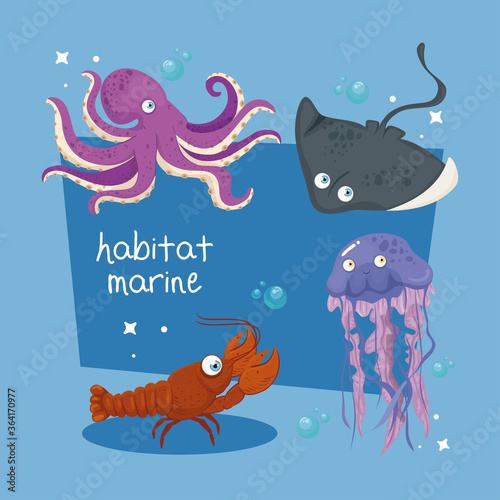 xxx and wild marine animals in ocean, sea world dwellers, cute underwater creatures, undersea fauna of tropic vector illustration design