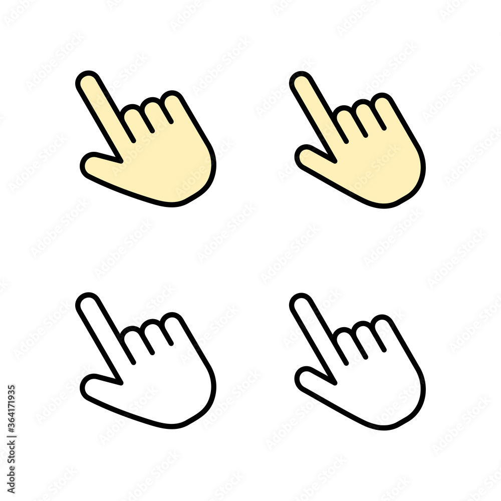 Fototapeta premium set of Hand cursor icons. Hand click icon. Finger pointer isolated vector