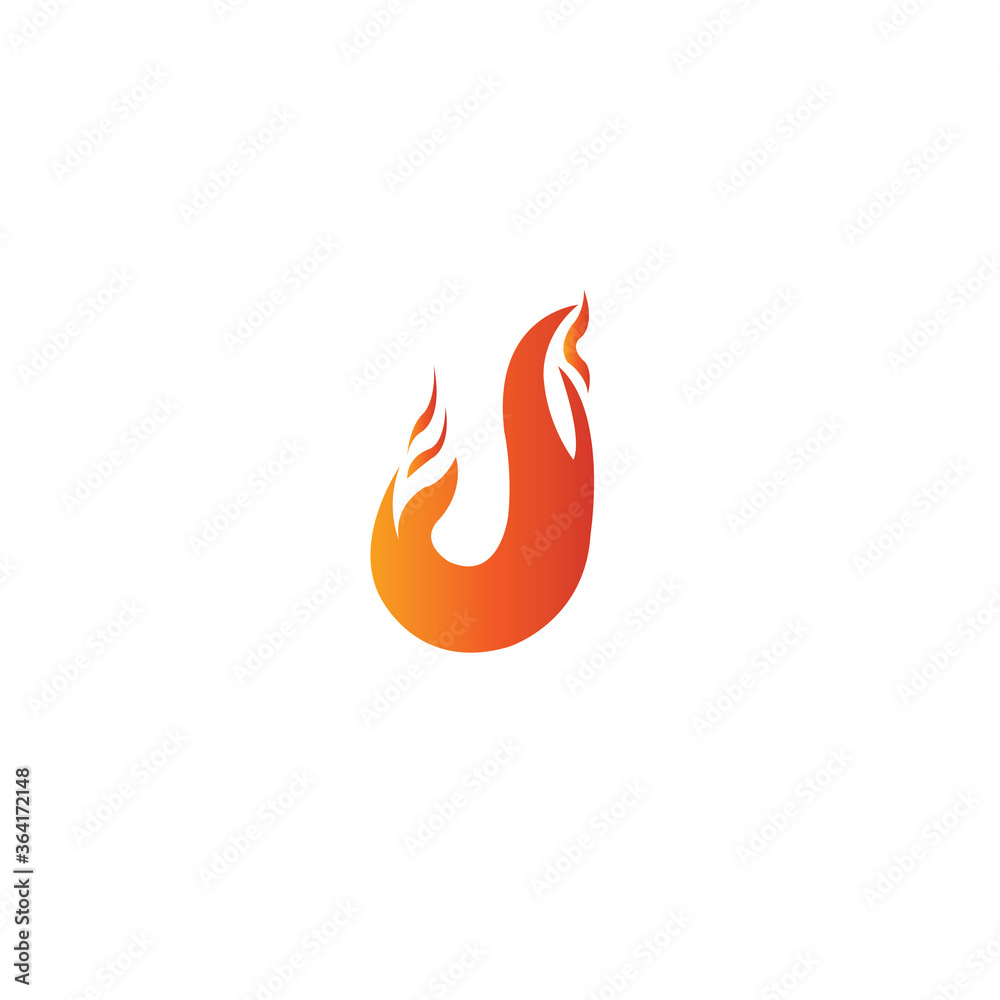 Letter J logo illustrates the fire vector design template Letter J logo illustrates the fire vector design template