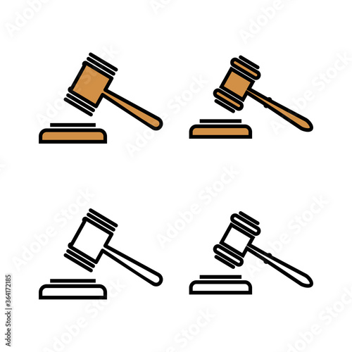 set of Gavel icons. Hammer icon vector. Judge Gavel Auction Icon Vector. Bid