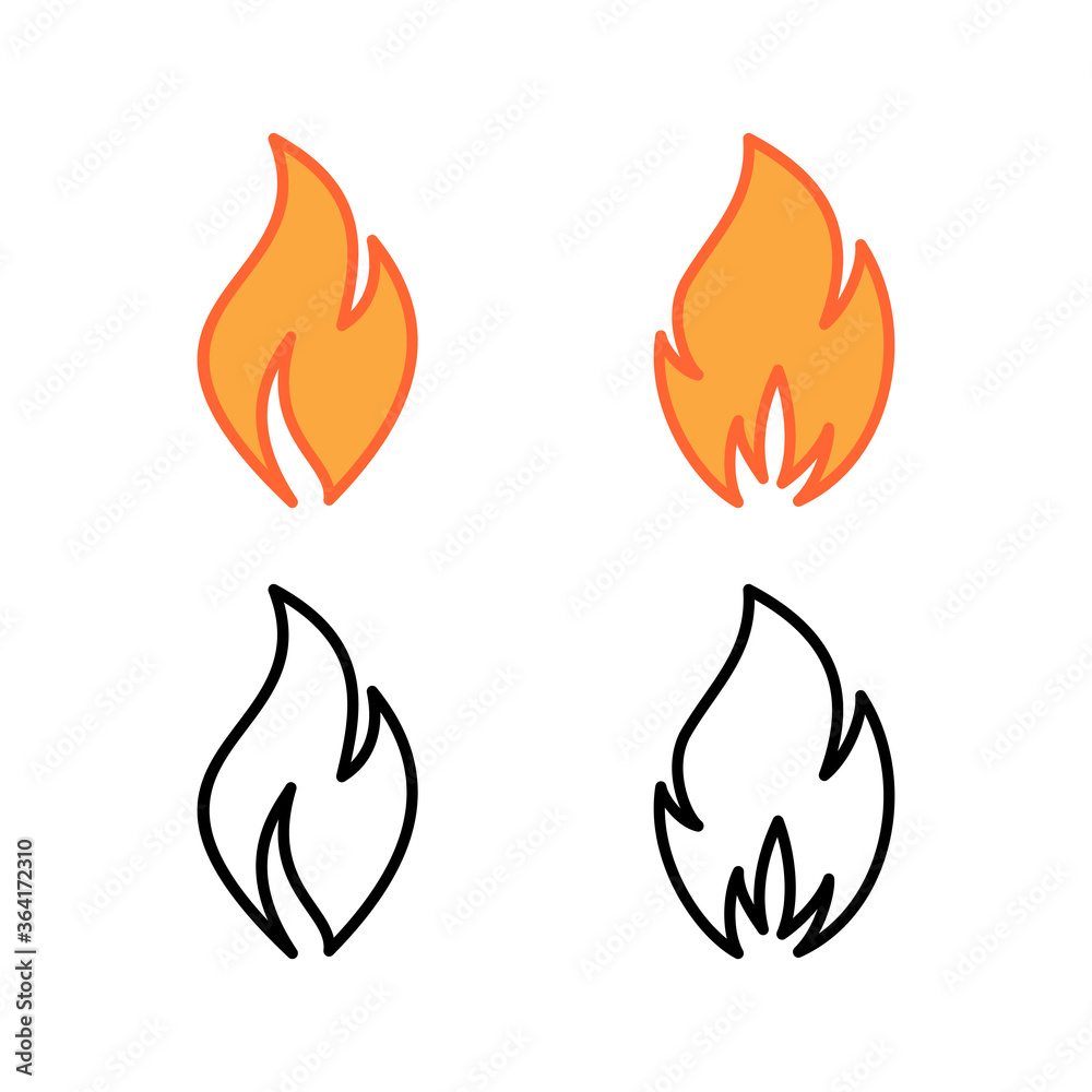 set of Fire icons. Fire flame icon template.