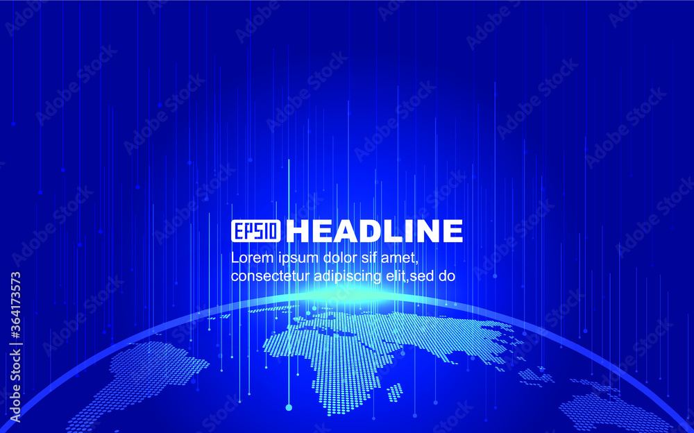 Dotted line rays around digital earth, internet technology background. Dotted line rays around digital earth, internet technology background.