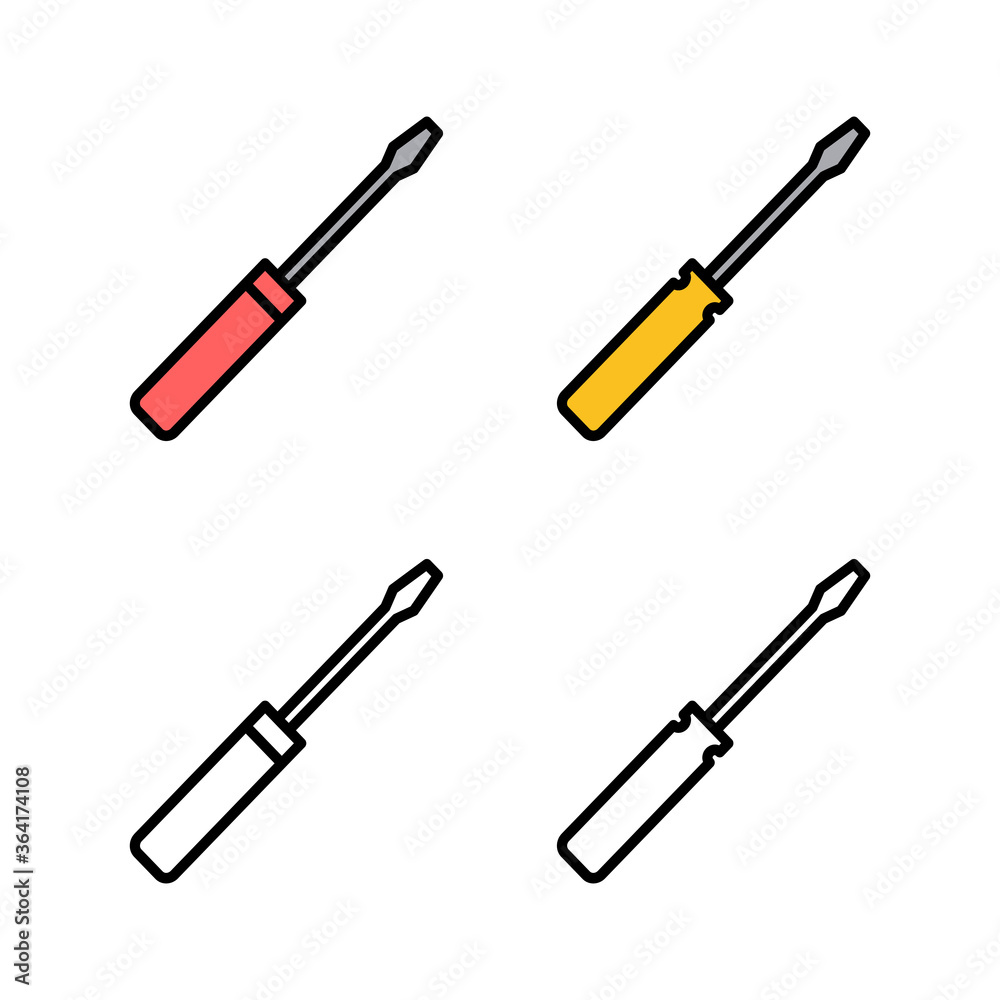 Set of Screwdriver icons. Screwdriver vector icon