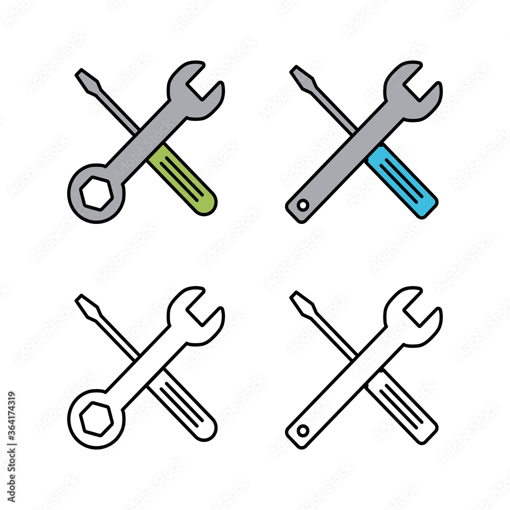 Set of Repair icons. Wrench and screwdriver icon. tings vector icon. Maintenance Set of Repair icons. Wrench and screwdriver icon. tings vector icon. Maintenance