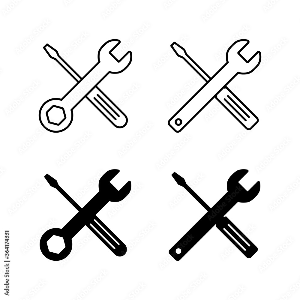 Set of Repair icons. Wrench and screwdriver icon. tings vector icon. Maintenance Set of Repair icons. Wrench and screwdriver icon. tings vector icon. Maintenance