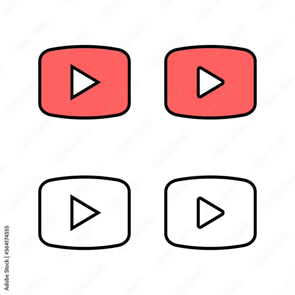 Set of play Icons. Play button vector icon. Video icon vector Set of play Icons. Play button vector icon. Video icon vector
