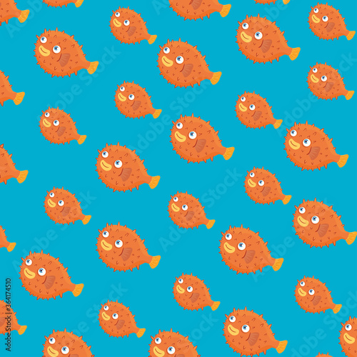 background, sea underwater life, blowfish animals vector illustration design