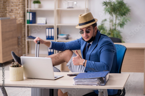 Businessman preparing for trip during pandemic