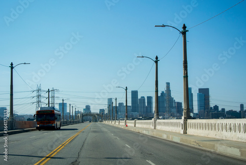 Crossing over the bridge to the city of Los Angeles