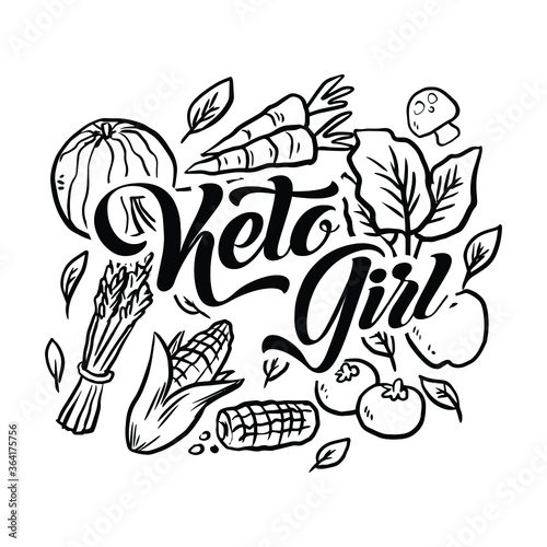 Keto girls with cute vegetables illustration